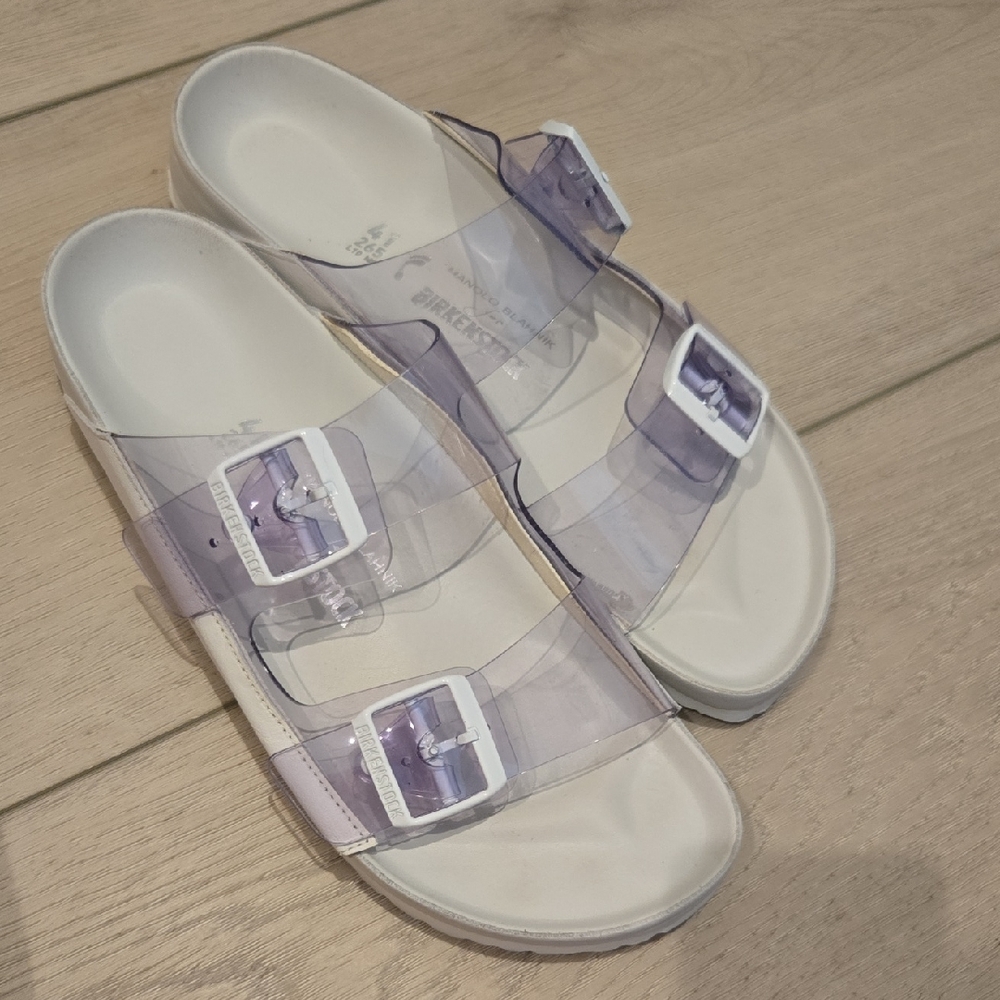 Birkenstock White Leather Manolo Blahnik For Birkenstock Sandals 41 Eur 10 Us